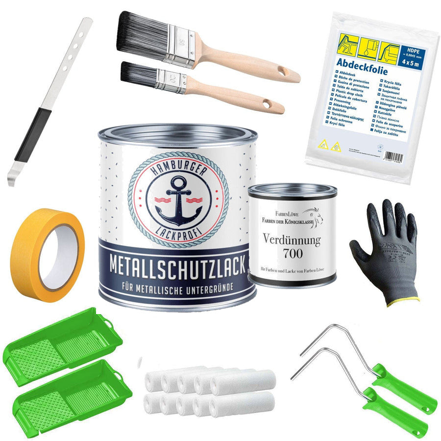 Metallskyddslack i Gröngrå RAL 7009 med målarset (X500) - Hamburger Lack-Profi