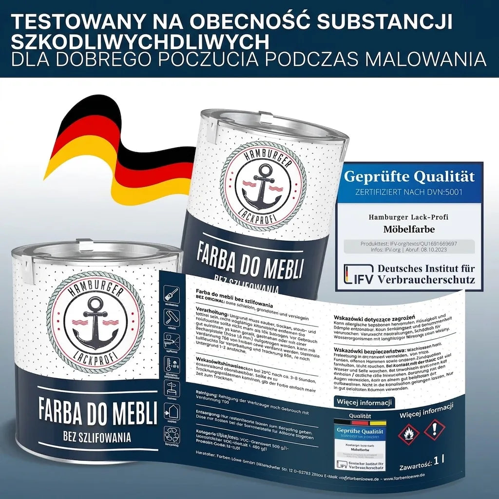 Möbelfarbe ohne Schleifen RAL 9001 Cremeweiß - Möbellack Hamburger Lack-Profi - Hamburger Lack-Profi