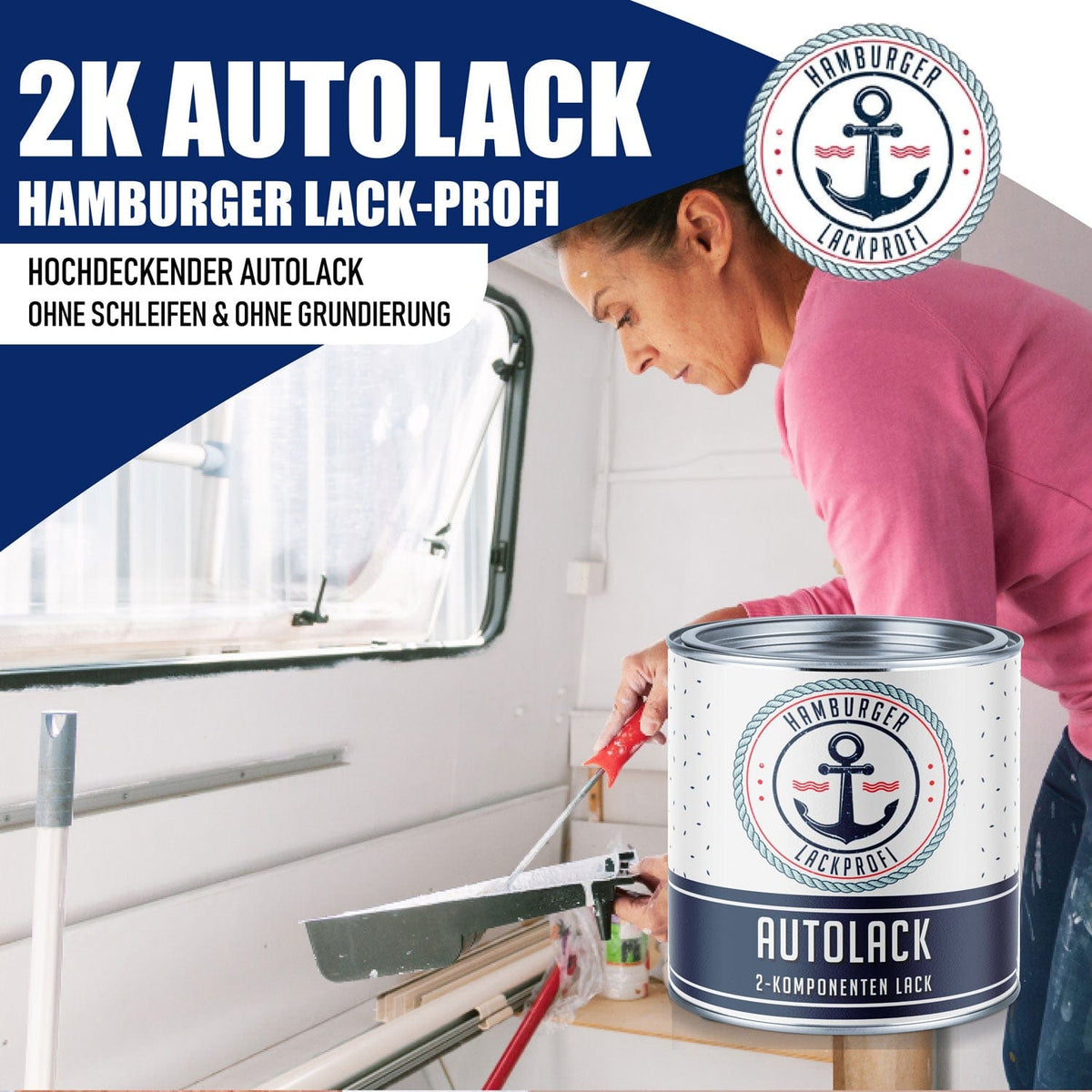 2K Billack Smaragdgrön RAL 6001 - Högtäckande & rostskyddande Hamburger Lack-Profi