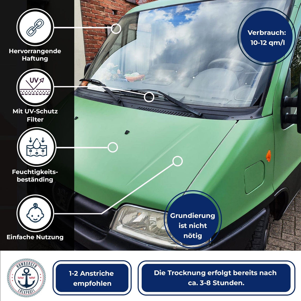 2K Billack Chokladbrun RAL 8017 - Högtäckande & rostskyddande Hamburger Lack-Profi