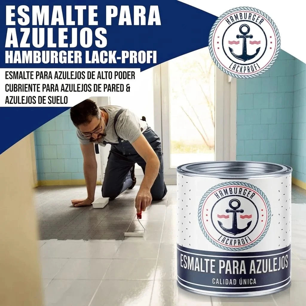 Hamburger Lack-Profi Lacke & Beschichtungen Hamburger Lack-Profi Fliesenlack in Verkehrsschwarz RAL 9017 mit Lackierset (X300) & Verdünnung (1 L) - Fliesenfarbe 30% Sparangebot