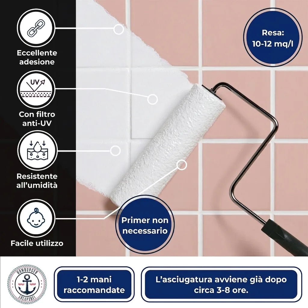 Hamburger Lack-Profi Fliesenlack Kieferngrün RAL 6028 - hochdeckende Fliesenfarbe Grün - Hamburger Lack-Profi
