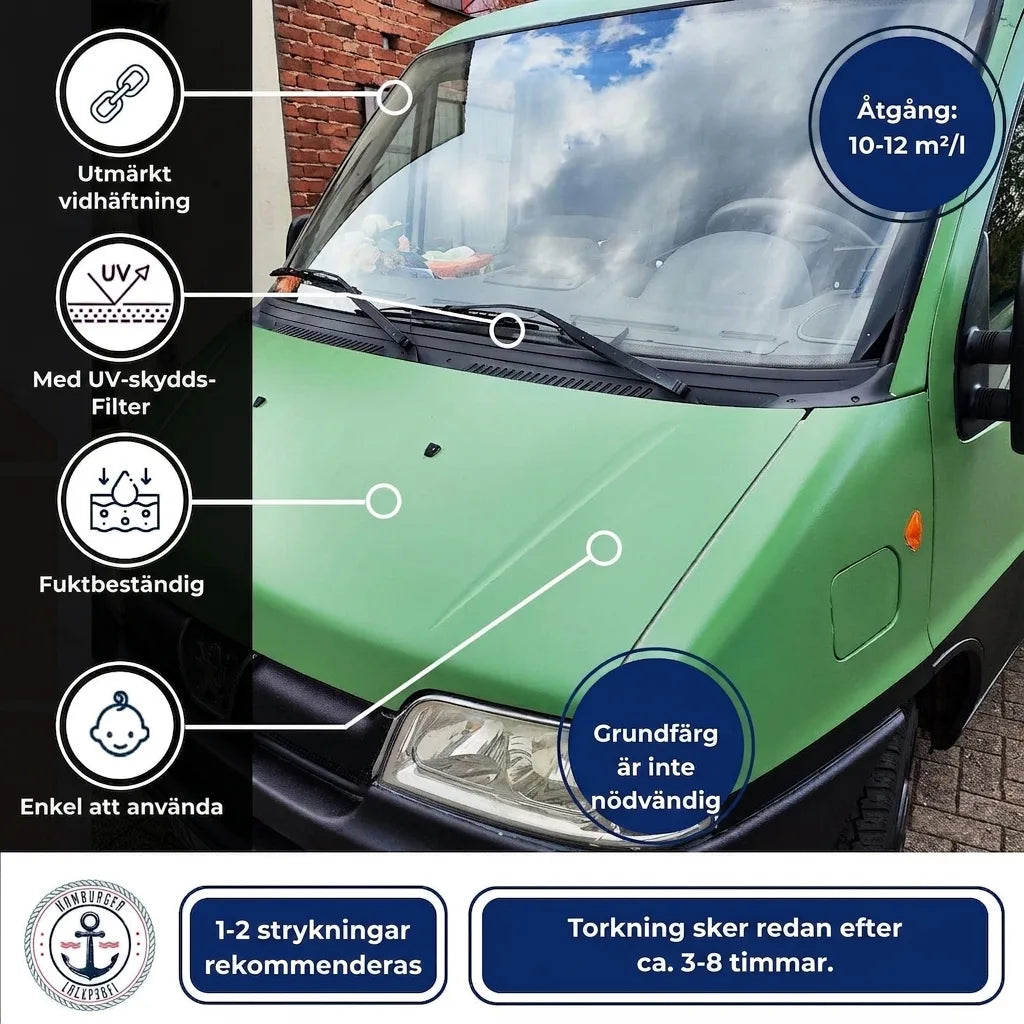 2K Billack Grönbrun RAL 8000 - Högtäckande & rostskyddande Hamburger Lack-Profi