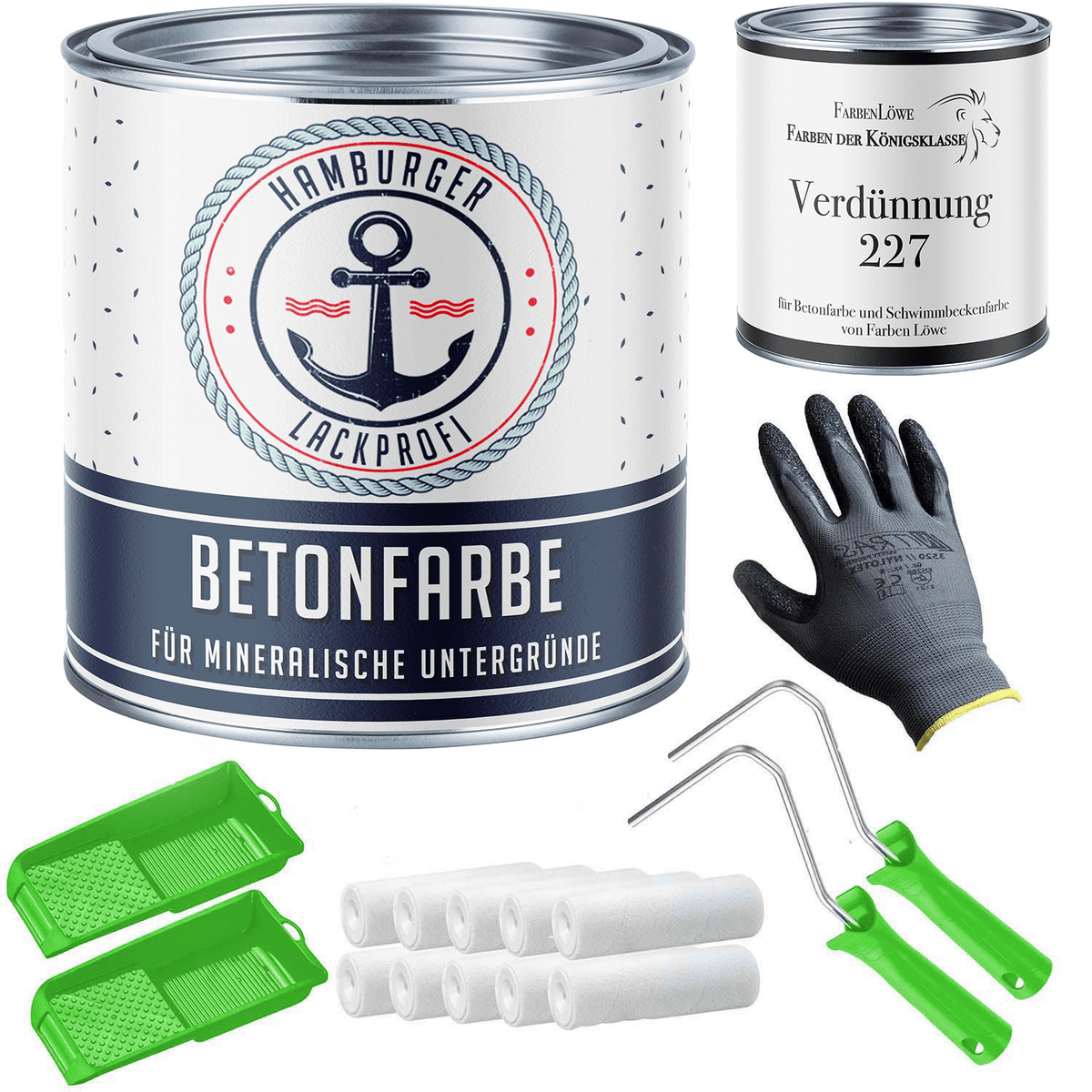 Betongfärg Mossgrå RAL 7003 med målarset (X300) - Hamburger Lack-Profi