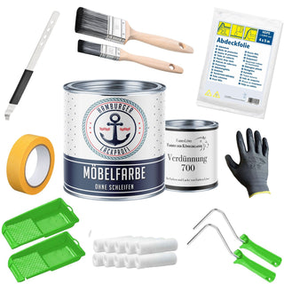 Möbelfärg utan slipning RAL 6006 Gråoliv - Möbellack med målarset (X500) - Hamburger Lack-Profi