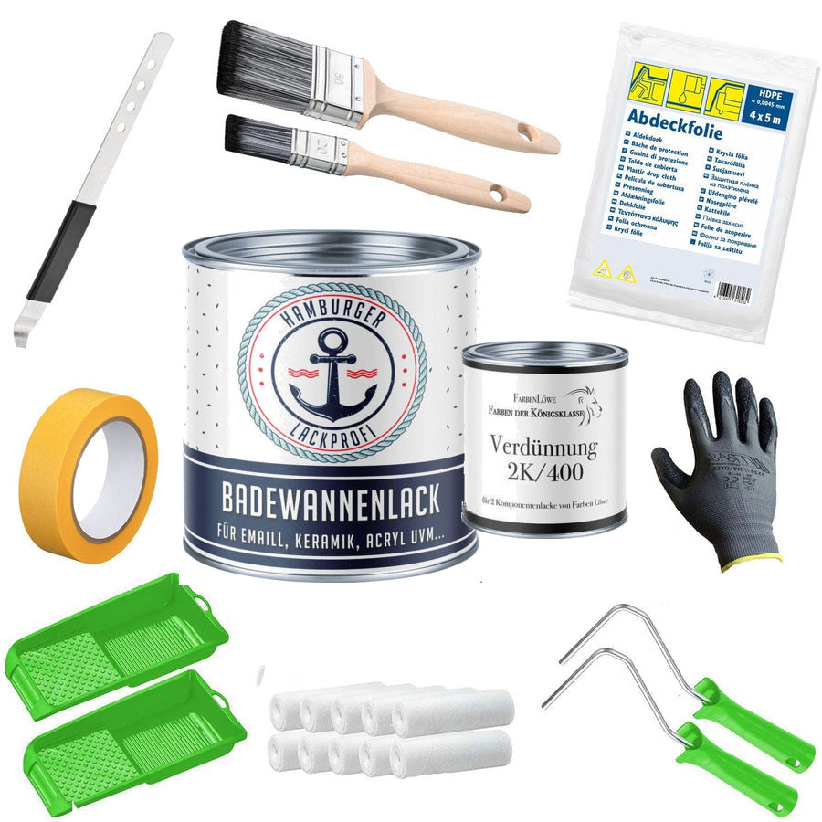 2K Badkarslack Telegrå 1 RAL 7045 med målarset (X500) - Blank / Sidenmatt / Matt - Hamburger Lack-Profi