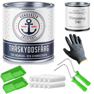 PU Träskyddsfärg - Väderskyddsfärg med målarset (X300) - Hamburger Lack-Profi